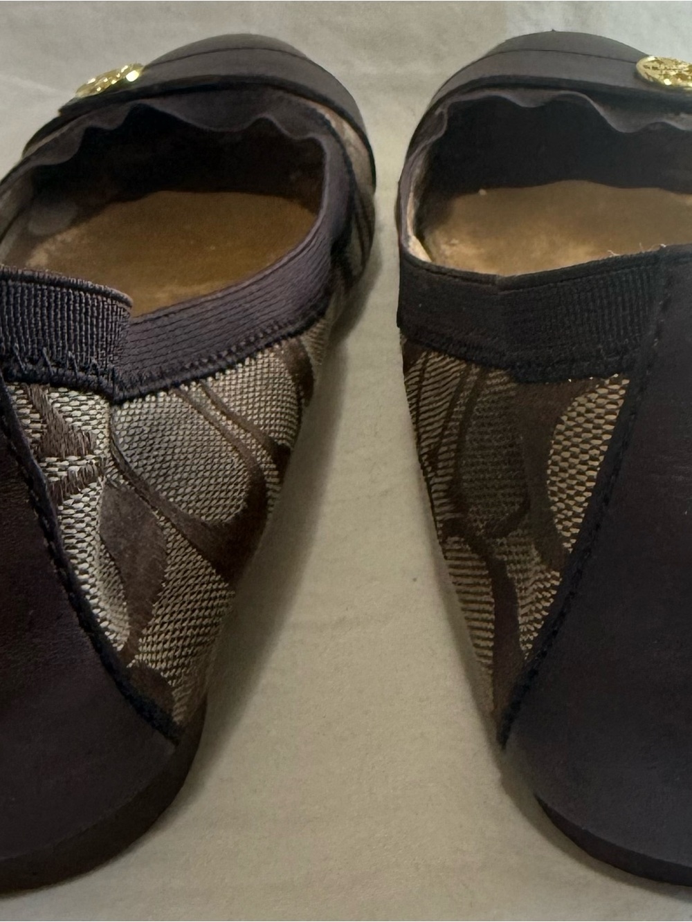COACH Chelsey Ballet Flats Brown Signature Canvas Leather Cap Toe – Size 10 - Picture 7 of 11